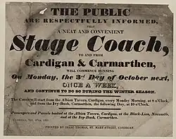 An energetic bold and italic "fat face" type in an 1831 poster.