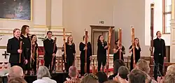 The Royal Wind Music - a Dutch recorder consort - during a concert in Kuopio cathedral, July 21, 2019.