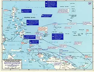 Map showing the strategic situation in the Western Pacific region, including the location of military units and military operations described in the article