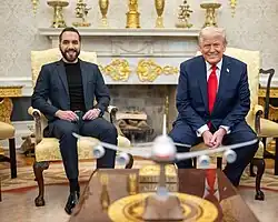 El Salvadoran president Nayib Bukele holds talks with US President Donald Trump at the White House.