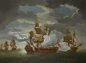 The action between the Serapis, capt. Pearson, the Countess of Scarborough, and Paul Jones’s Squadron, 1780