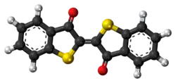 Ball-and-stick model of the thioindigo molecule