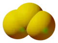 Ball-and-stick model of trisulfur