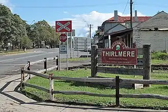 A railway crossing in Thirlmere