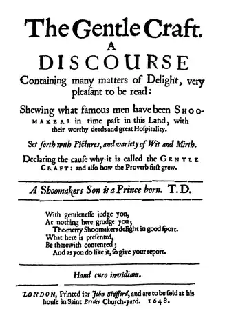 Title page of the 1648 edition of The Gentle Craft