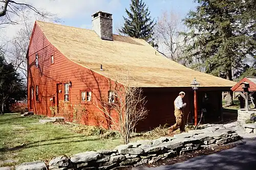 Multiple-pitched rear roof of Thomas Hawley House, Monroe, Connecticut