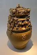 An Eastern Wu funeral urn, dating from the third century, on display in a museum in Tokyo, Japan.