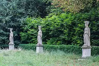 Three of Six Caryatids, Coronation Avenue, Anglesey Abbey, Cambridgeshire