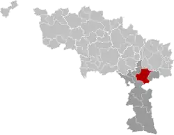 Location of Thuin in Hainaut
