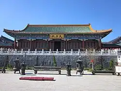Tianwang dian of Tianmenshan Temple in Zhangjiajie, Hunan, China. Rebuilt in 1949.