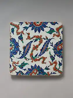 Tile with floral and Cloud-band design, c.1578, Iznik Tile, Ottoman Empire, in the collection of the Metropolitan Museum of Art.[46]