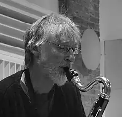 Tim Hodgkinson playing a bass clarinet, October 2009
