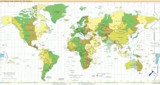World map of UTC+13