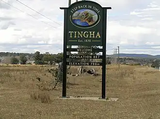 Tingha entry sign