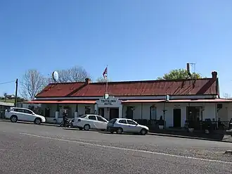 The Tintaldra Hotel, with the Murray River flag flying