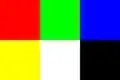 A grid of colors: red, green, blue, yellow, white and black