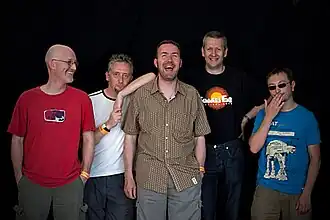 Tinyfish in 2009 (l-r) Jim Sanders, Paul Worwood, Simon Godfrey, Robert Ramsay, Leon Camfield