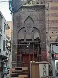 Street doorway of the mosque with the geometric brickwork