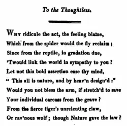 "To the Thoughtless" from The Modern Antique; Or, The Muse in the Costume of Queen Anne (1813)