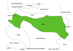 Map of the Adeta canton located in Togo in the Plateaux region