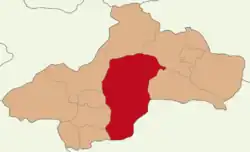 Map showing Tokat District in Tokat Province