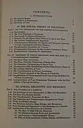 Table of contents to Relativity, Thermodynamics and Cosmology (1934)