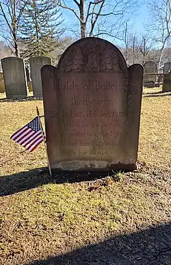 Memorial headstone of Hulda of Bohemia, carved in 2019 in the style of the 18th-century master carver John Zuricher