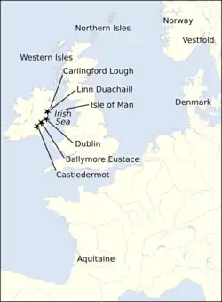 Map of Britain, Ireland, and Continental Europe