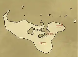 Map of the capitals of the Tu’i Tonga empire on the island of Tongatapu