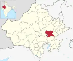 Location of Tonk district in Rajasthan