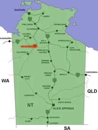 Location in the Northern Territory (red)