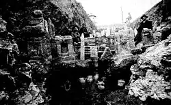 Old photograph of the excavations in 1921