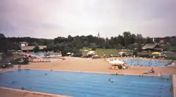 Topusko spa resort with St. Mary's church in the background