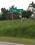 Direction sign for Toronto on Route 13 in Mayfield