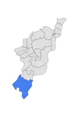 Map of Adamawa State highlighting Toungo