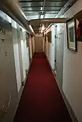 One of the bunker corridors showing gas-tight doors marked with red circles