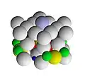 Oblique view of a single unit of the tourmaline crystal structure.