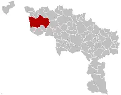 Location of Tournai in Hainaut