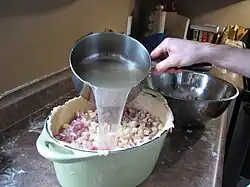 The broth is poured.