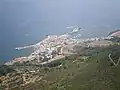 From a ridge above town: Scalo Vecchio on the left, Scalo Nuovo on the right, and the Casa Romana in the left foreground.
