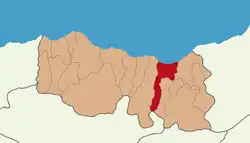 Map showing Sürmene District in Trabzon Province