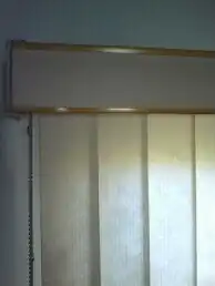 Close-up of a track blind, also known as vertical drapes