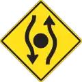 Traffic island ahead.