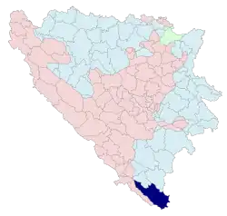 Location of Trebinje within Bosnia and Herzegovina