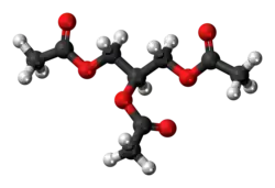 Ball-and-stick model of the triacetin molecule