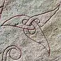 Close-up of a triquetra on one of the Funbo Runestones.
