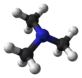 Ball and stick model of trimethylamine