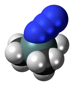 Ball-and-stick model of the trimethylsilyl azide molecule