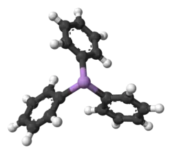 Ball and stick model of aromatic triphenylarsine