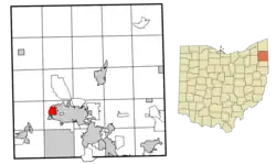 Location of Leavittsburg in Trumbull County, Ohio.
